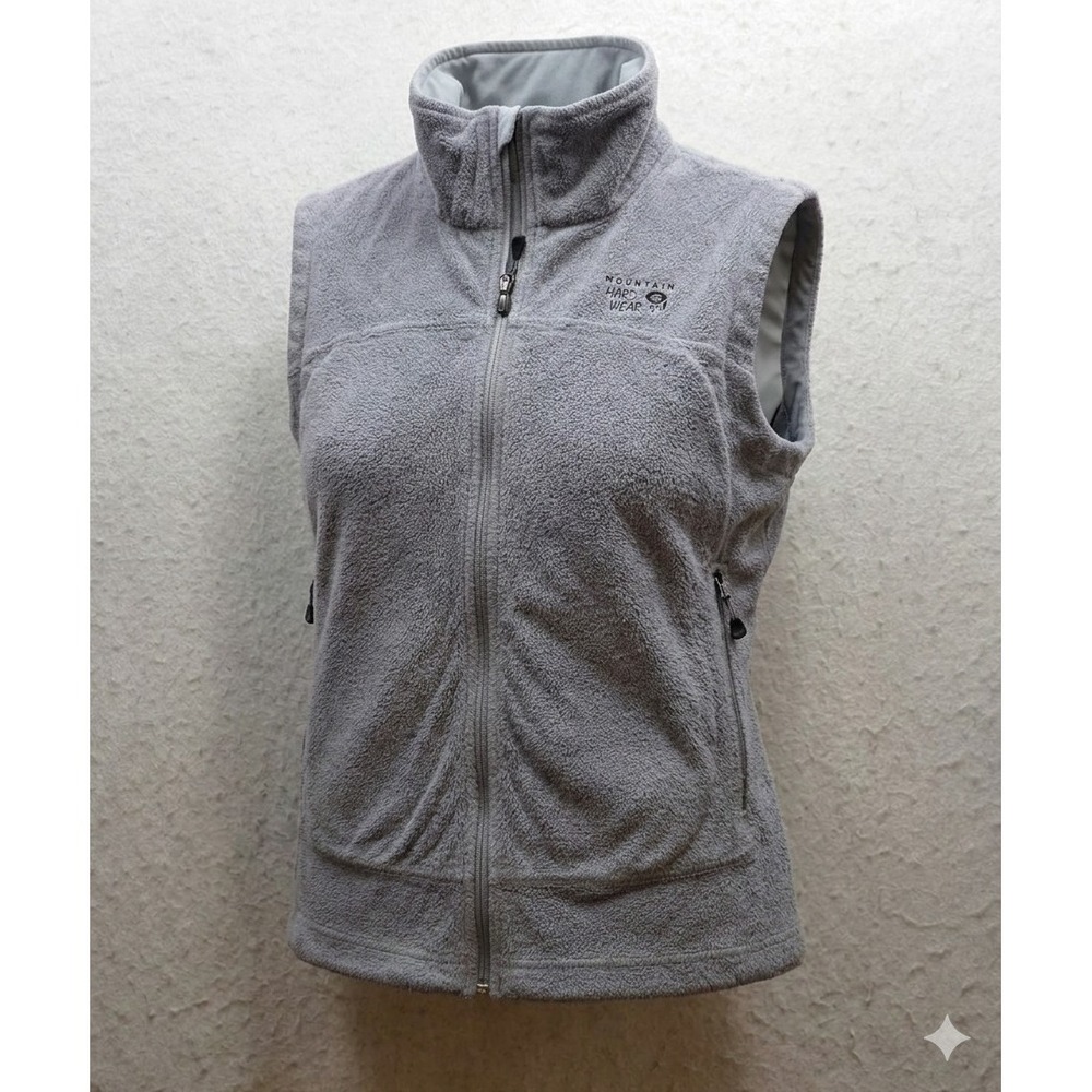 Mountain Hard Wear‎ Women's Gray Fleece Full Zip Mock Neck 2 Pocket Vest. Size M